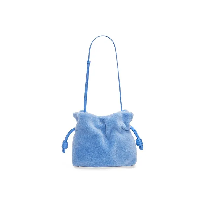 LOEWE Flamenco Shearling One Shoulder Crossbody Clutches Regular Women's Green Purple Blue-1