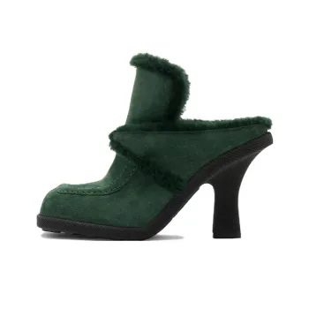 Burberry Highland Shearling-trim Suede Mules