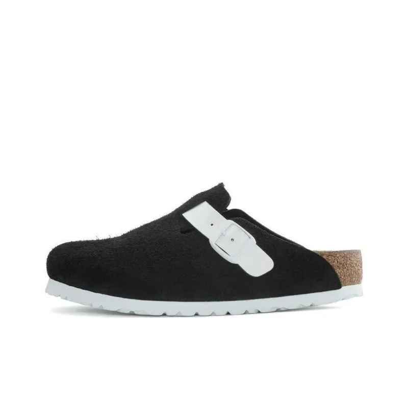Birkenstock Boston Antibacterial Closed Toe Slippers Women's Black White Regular-0