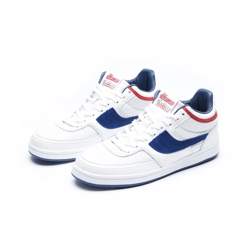 JACLAR Anti Slip Wear Resistant Low Top Skateboard Shoes Unisex White Blue-0