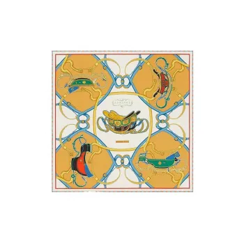 HERMES Silk Scarves Women's Yellow
