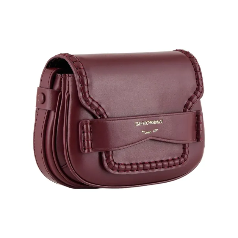 EMPORIO ARMANI Leather Crossbody Bag, Shoulder Bag Women's Burgundy-1