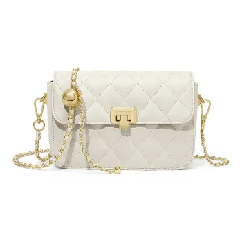 Simvay Clos Cow Leather Patchwork Synthetic Leather Chain Bag Crossbody Bag Shoulder Bag Small Size Women's Ecru/Black
