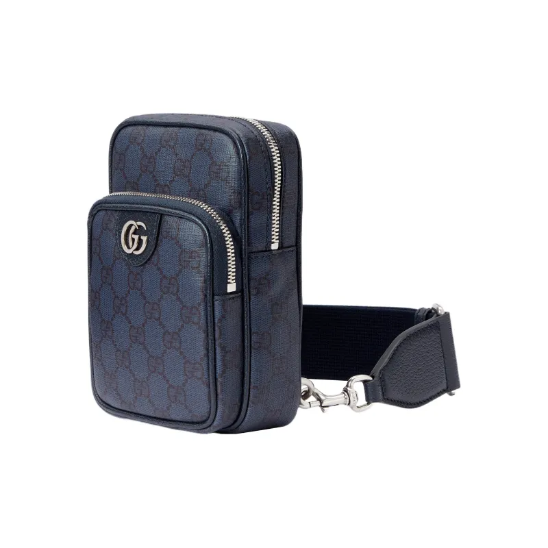 GUCCI Ophidia Canvas With Leather Binding Canvas Bag, Shoulder Bag, Crossbody Bag Mini Men's Blue/Dark Blue-1