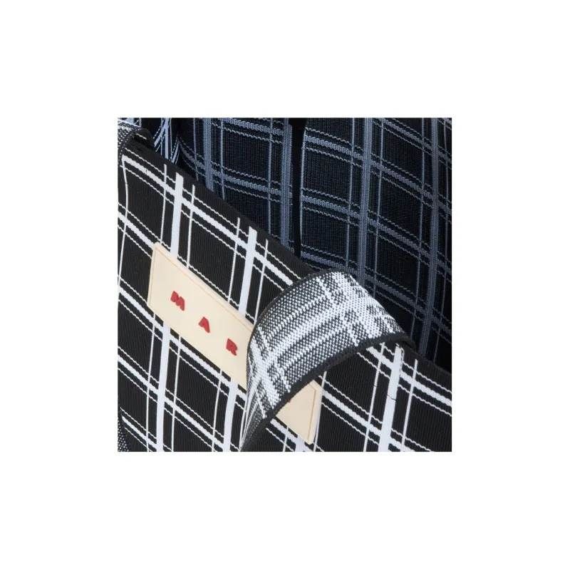MARNI Logo Patch Checked Tote Bag-4