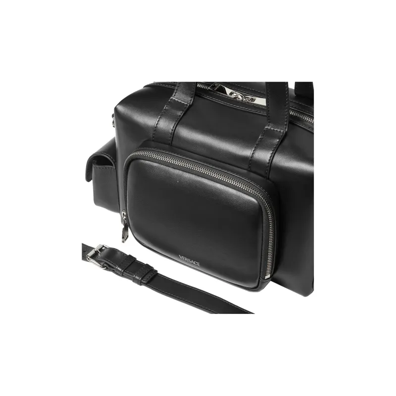 VERSACE Cow Leather Camera Bag Shoulder Bag Crossbody Bag Handbag Regular Men's Black-4