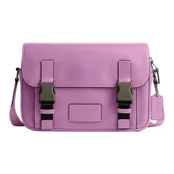 COACH Track Cow Leather Messenger Bag Shoulder Bag Crossbody Bag Large Size Men's Purple