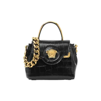 VERSACE La Medusa Cow Leather Shoulder Bag Crossbody Bag Handbag Small Size Women's Black