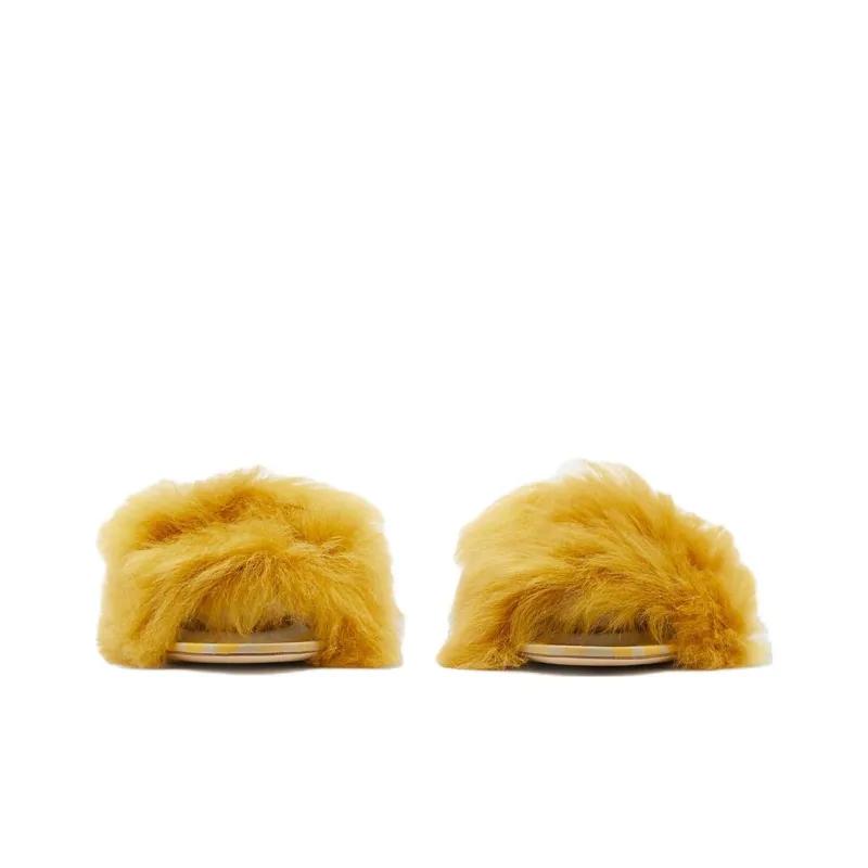 Burberry 60mm Shearling Open-toe Sandals-2