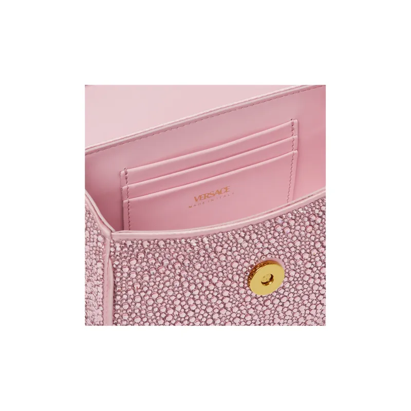 VERSACE La Medusa Viscose Blended Mulberry Silk One Shoulder Handbags Mini Women's Pink/Gold-4