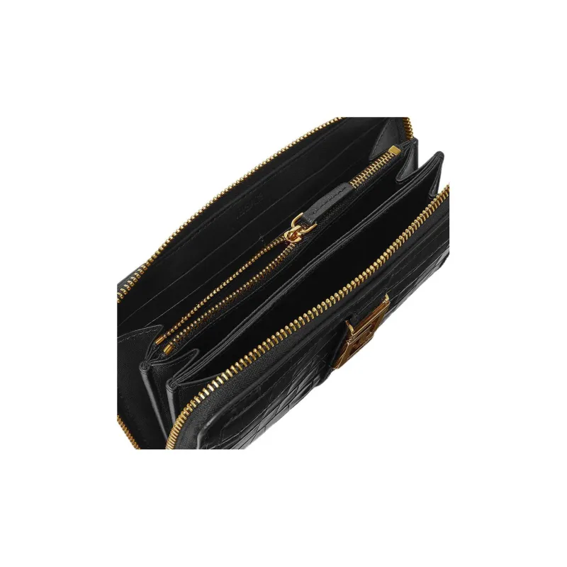VERSACE Greca Goddess Cow Leather Wallet Women's Black-2