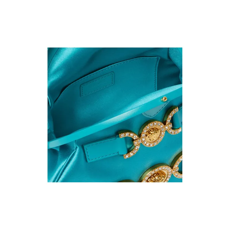 VERSACE Medusa '95 Viscose With Mulberry Silk And Lambskin One Shoulder Handbag Regular Women's Blue-4
