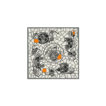 HERMES Mosaique Silk Scarves Men's Gray