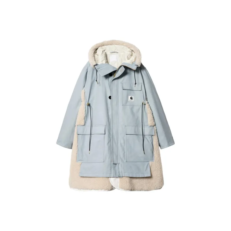 Sacai X Carhartt Wip Women's Canvas Siberian Parka Light Blue-2