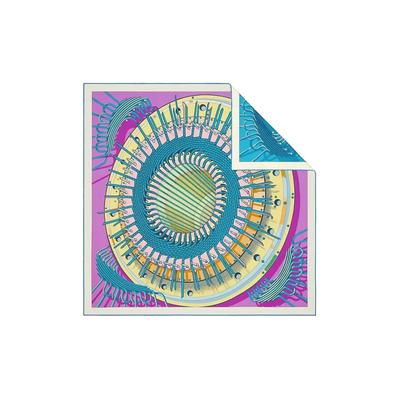 HERMES Silk Scarves Women's Purple/Blue-2