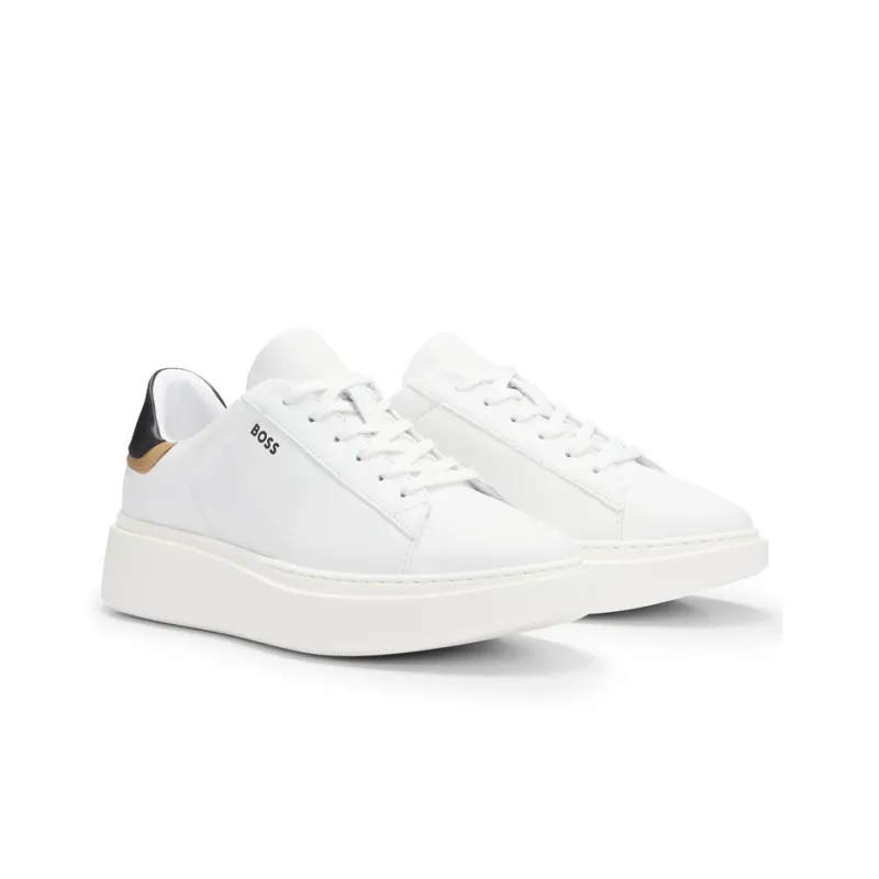 HUGO BOSS Wear-Resistant Low-Top Skateboard Shoes Women's White Black-2
