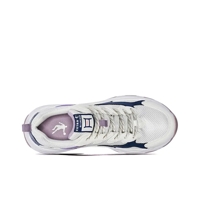 QIAODAN Anti Slip Wear Resistant Low Top Casual Shoes Women's White Purple-3