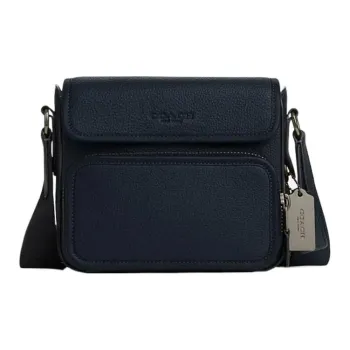 COACH Sullivan Pebbled Cow Leather Messenger Bag Shoulder Bag Crossbody Bag Small Size Men's Marine Blue