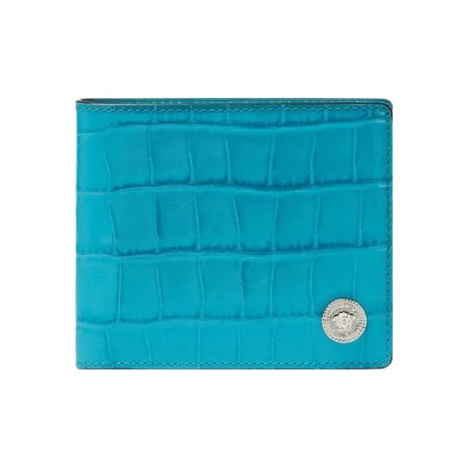VERSACE MEDUSA BIGGIE Series Calfskin Wallet Regular Men's Turquoise-0