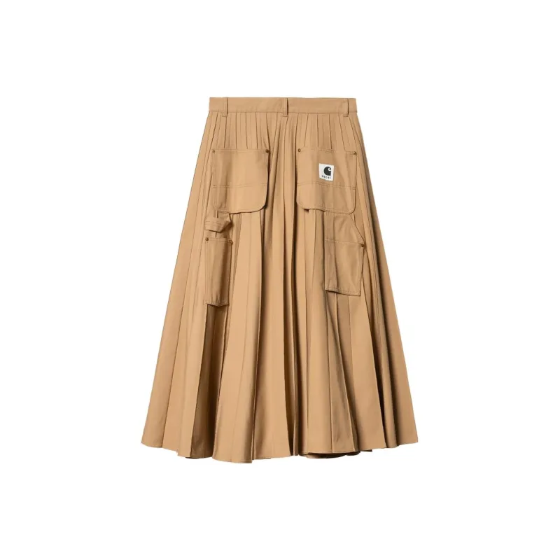 Sacai X Carhartt Wip Women's Pleated Skirt Beige-1