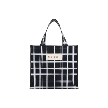 MARNI Logo Patch Checked Tote Bag
