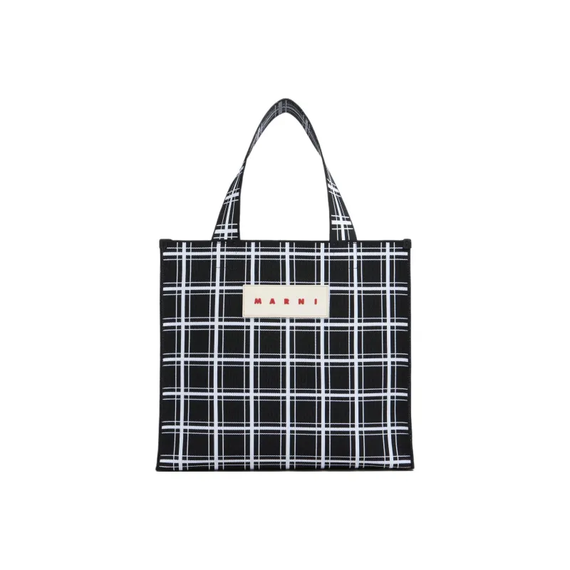 MARNI Logo Patch Checked Tote Bag-0