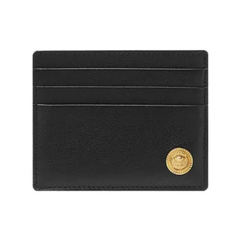 VERSACE MEDUSA BIGGIE Series Soft Grained Cow Leather Card Holder Men's Black