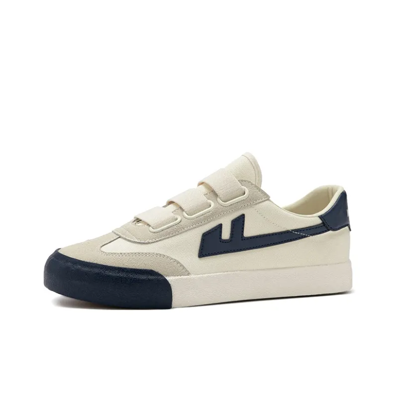 Warrior Slip Resistant, Abrasion Resistant, Lightweight Low Top Canvas Shoes Unisex Beige Dark Blue-1