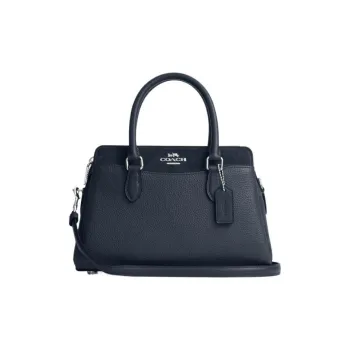 COACH Pebbled Leather Tote Bag, Shopping Bag, One Shoulder Handbag Trumpets Women's Blue