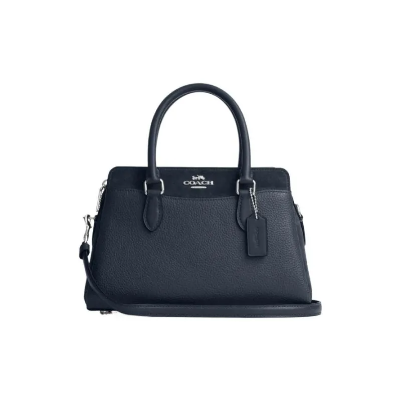 COACH Pebbled Leather Tote Bag, Shopping Bag, One Shoulder Handbag Trumpets Women's Blue-0