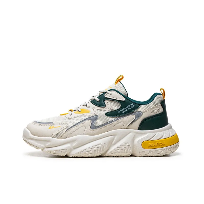 Warrior Slip Resistant, Abrasion Resistant, Breathable Low Top Chunky Sneakers Unisex Beige Gray Green-0