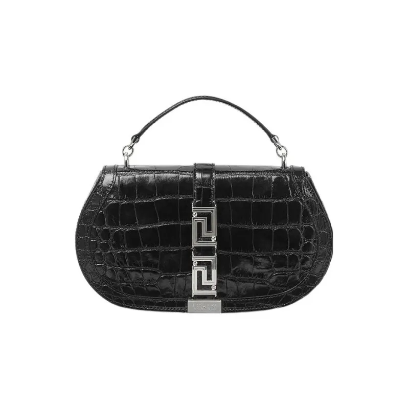 VERSACE Greca Goddess Cow Leather Shoulder Bag Crossbody Bag Handbag Regular Women's Black/Silver-0
