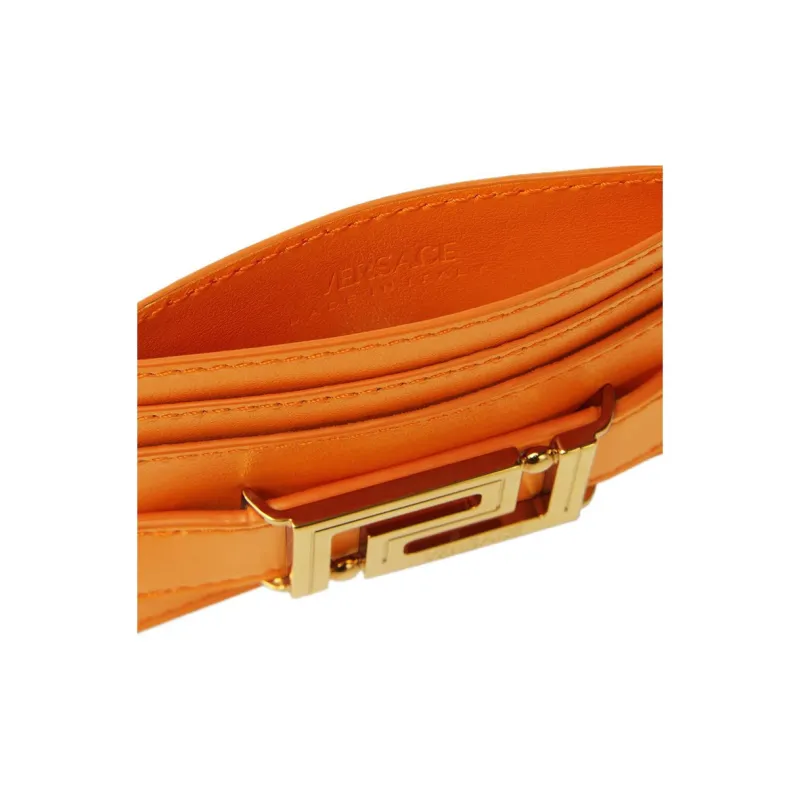 VERSACE Greca Goddess Cow Leather Wallet Card Holder Card Holder Women's Orange-2