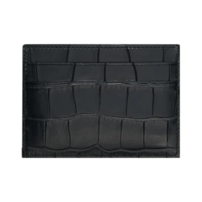 Balenciaga Cash Card Holder Crocodile Embossed Black-2
