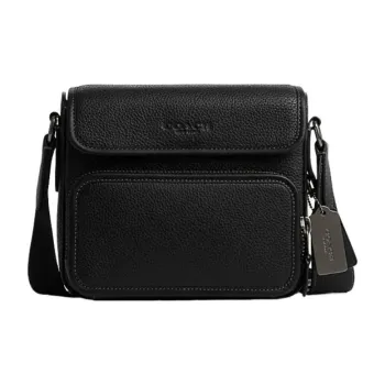 COACH Sullivan Pebbled Cow Leather Messenger Bag Shoulder Bag Crossbody Bag Small Size Men's Black