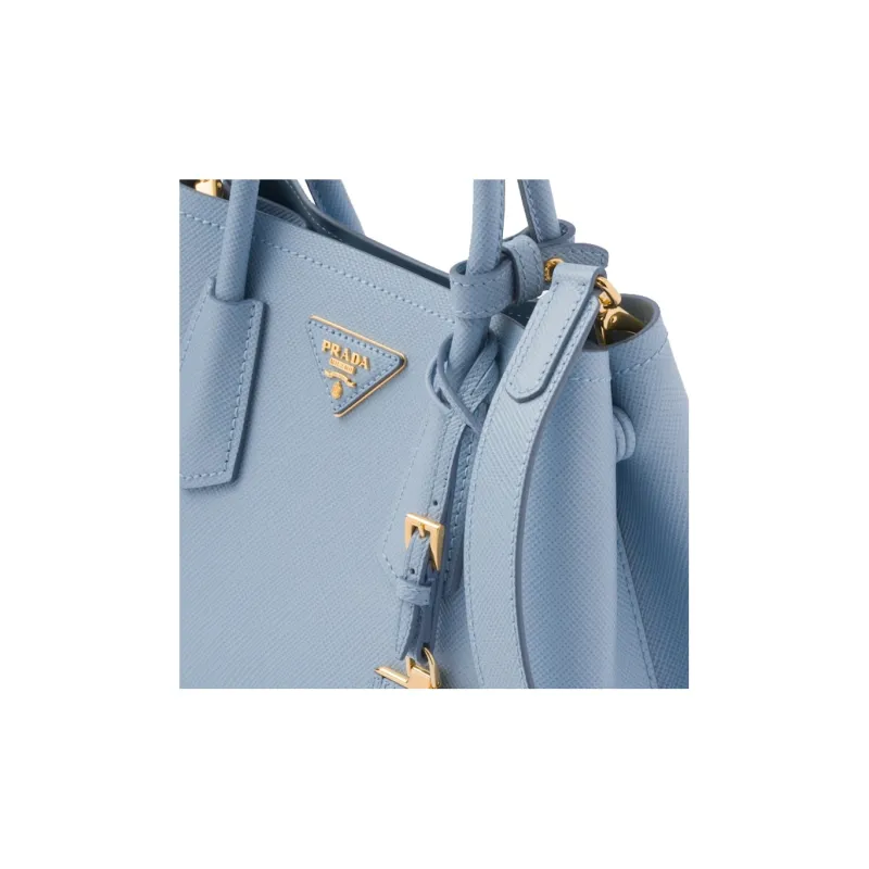 PRADA Double Leather Shoulder Bag Crossbody Bag Handbag Mini Women's Light Blue-3