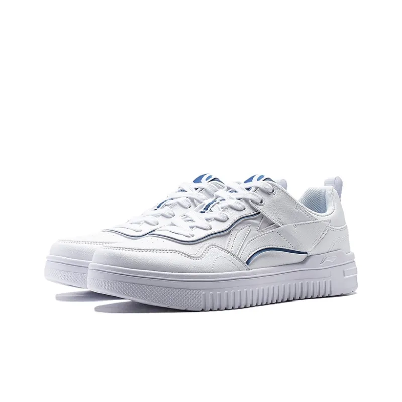 LiNing Qingyun Anti Slip And Wear Resistant Breathable Low Top Skateboard Shoes Men's Standard White/Deep Sail Blue-2