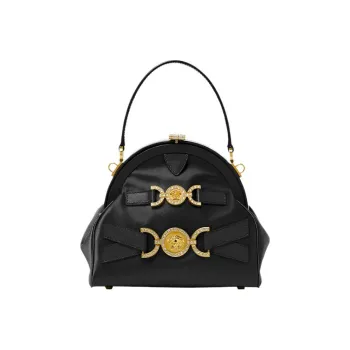VERSACE Medusa '95 Viscose Blended Silk Blended Sheepskin One Shoulder Handbags Regular Women's Black
