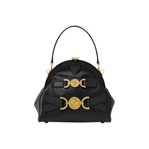 VERSACE Medusa '95 Viscose Blended Silk Blended Sheepskin One Shoulder Handbags Regular Women's Black