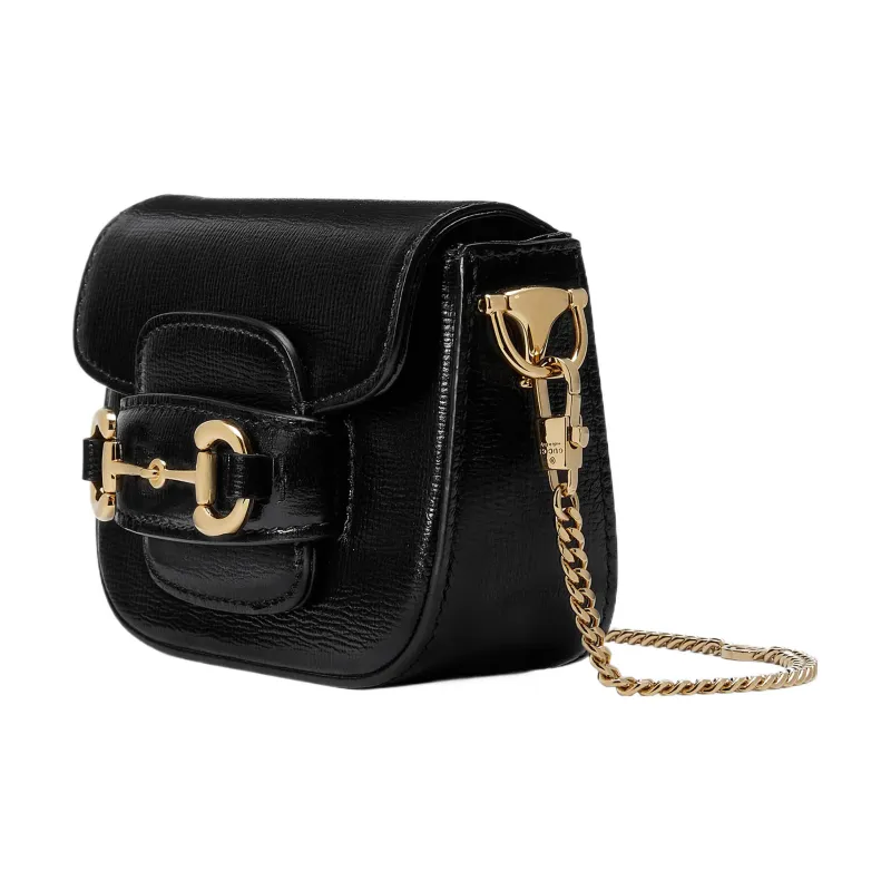GUCCI Horsebit 1955 Leather Shoulder Bag, Crossbody Bag Mini Women's Black-1