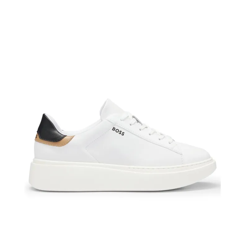 HUGO BOSS Wear-Resistant Low-Top Skateboard Shoes Women's White Black-1