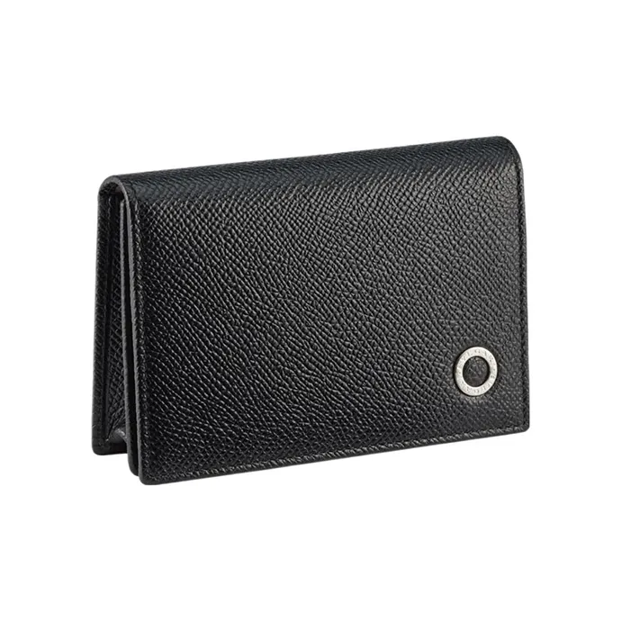 BVLGARI Grain Calfskin Card Holder Men's Black-0