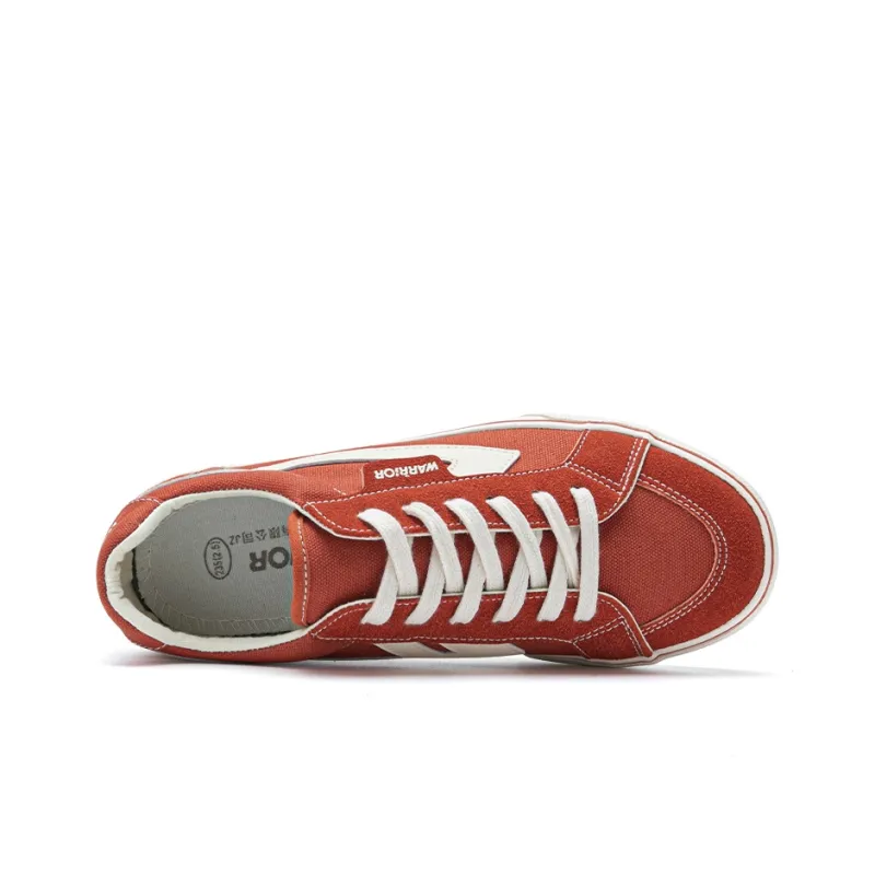 Warrior Anti Slip Wear Resistant Low Top Canvas Shoes Unisex Rusty Red Beige-3