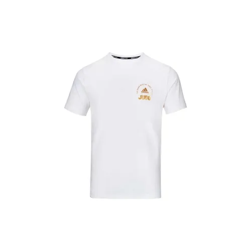 Adidas T-Shirts Men White Base With Gold Logo