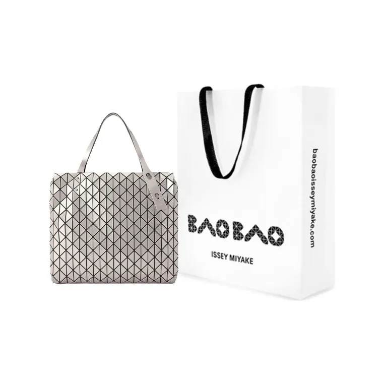ISSEY MIYAKE Row Metallic Vinyl Chloride Handbag Regular Unisex Silver-3