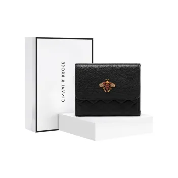 Simvay Clos Top Grain Cow Leather Coin Purse Document Wallet Clutch Card Holder Regular Women's Diamond Pattern Black
