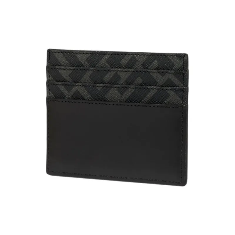 FENDI Calfskin With Cotton Card Holder Men's Black-1