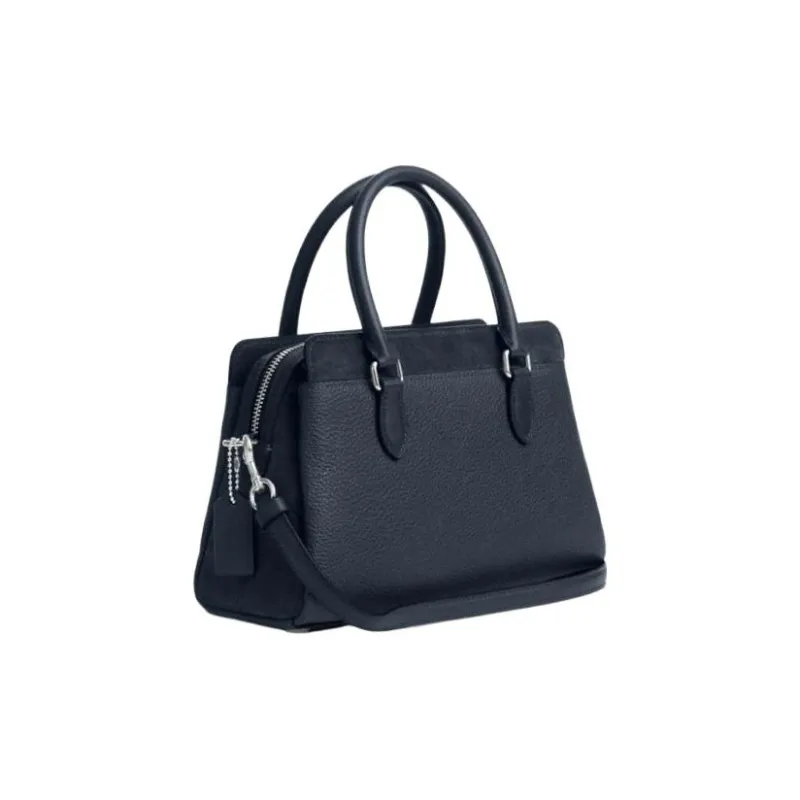 COACH Pebbled Leather Tote Bag, Shopping Bag, One Shoulder Handbag Trumpets Women's Blue-1