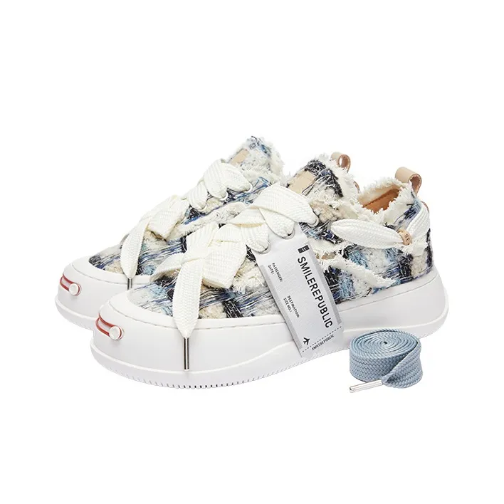 SMILEREPUBLIC ' Starry Sky ' Anti Slip And Wear Resistant Height Increasing Low Top Canvas Shoes Unisex Blue Black-2
