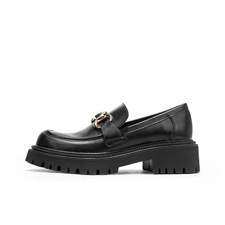 Wonderful Couple Loafers 5cm Women's Black-9
